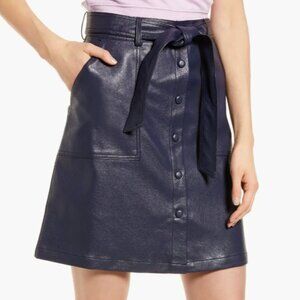 FRNCH - Emilou Belted Faux Leather Skirt- Medium